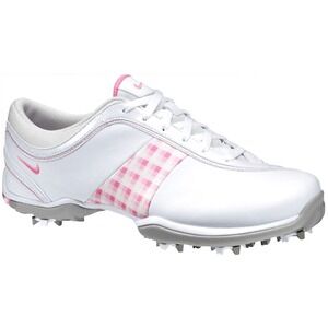 Nike Power Channel Golf Shoes White Pink Checks Womens 8.5 UK 6 EU 40